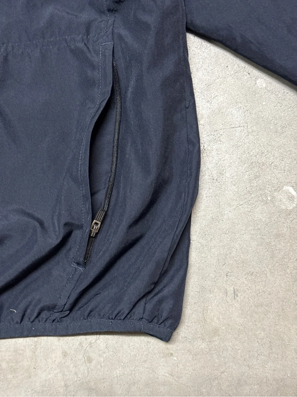 90’s Adidas Men's Navy 1/4 Zip Track Jacket with Three Stripes